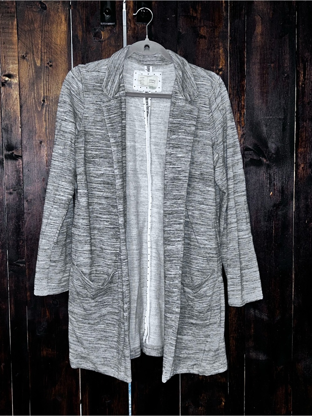 Cozy Heather Gray Open-Front Women's Cardigan with Pockets